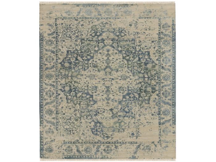 TEHRANI BLUE BEIGE - Handmade rectangular rug in wool ans silk _ Edition Bougainville